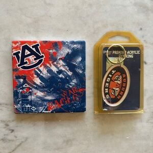AUBURN UNIVERSITY BRAND NEW COASTER AND KEY CHAIN